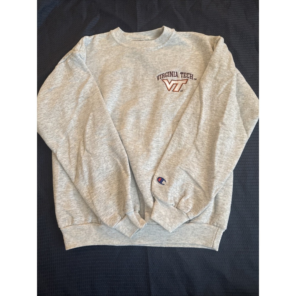 VIRGINIA TECH HOKIES Crew Neck Children's‎ L 14/16 Gray CHAMPION Sweatshirt